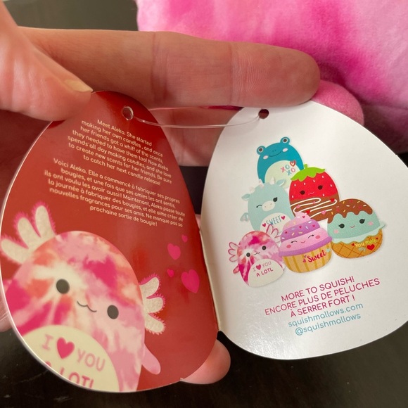 Squishmallows Aleka the Axolotl Pink Hearts Valentines 5” NWT - Picture 5 of 9